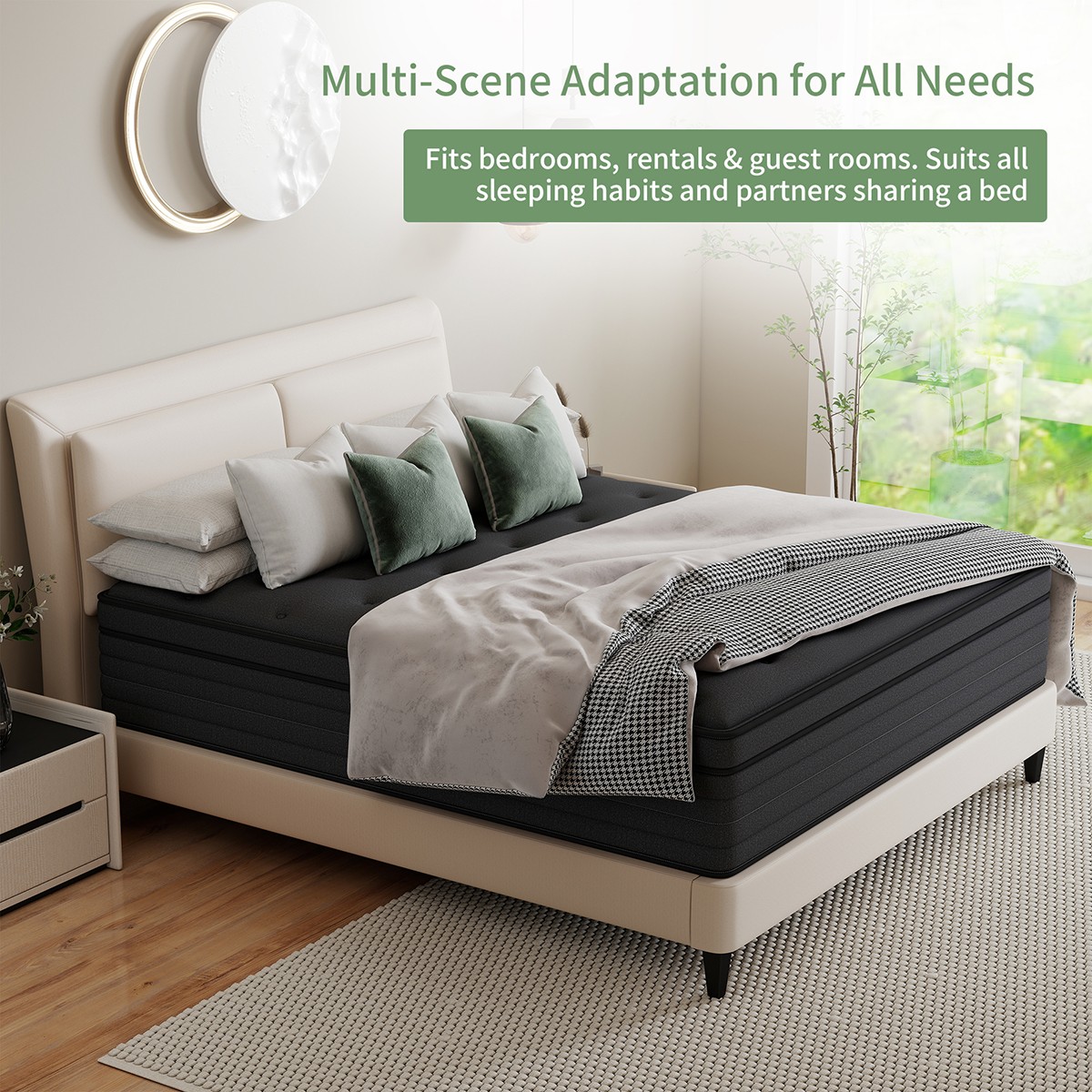 12″ 14″ Mattress in a box Twin Full Queen King Hybrid Spring Medium Firm Black