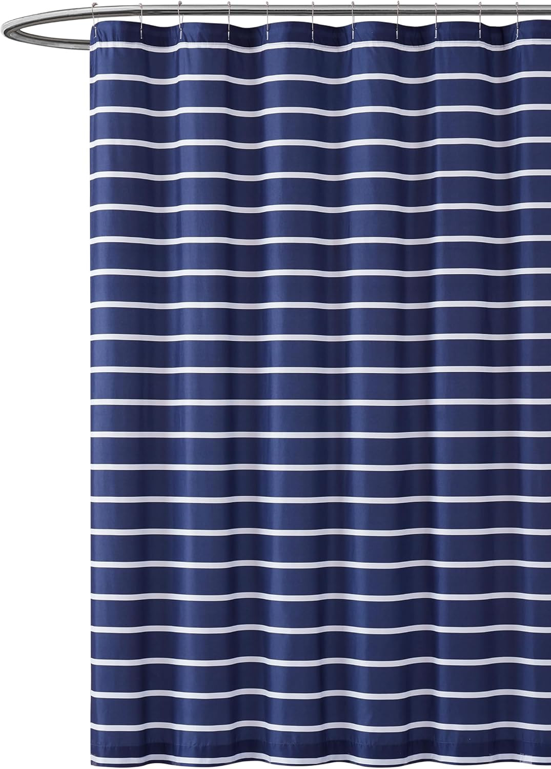 Maddow Stripe Navy Polyester 1-Piece Shower Curtain Shower Curtain, Stripe Theme