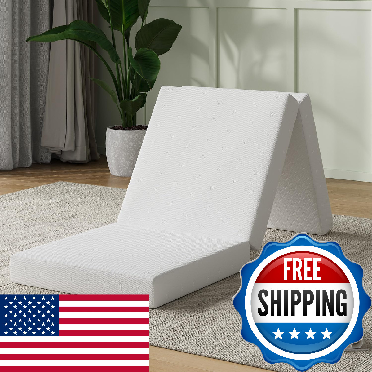 Novilla Foldable Mattress Single Size Comfort Foam Trifold Mattress Cloud Cover
