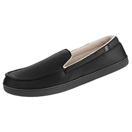Men’s Moccasin Slippers with Microsuede Upper and Gel Infused 9.5-10.5 Black