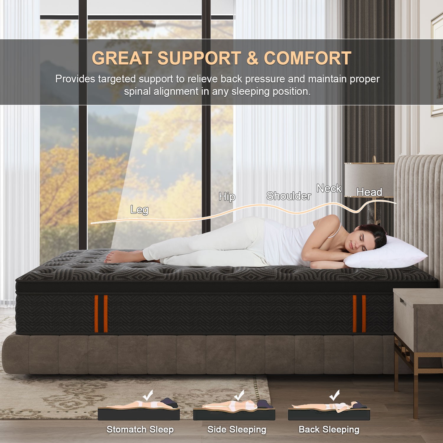 9″12″14″ Twin Full Queen King Size Mattress in a Box Hybrid Spring Memory Foam