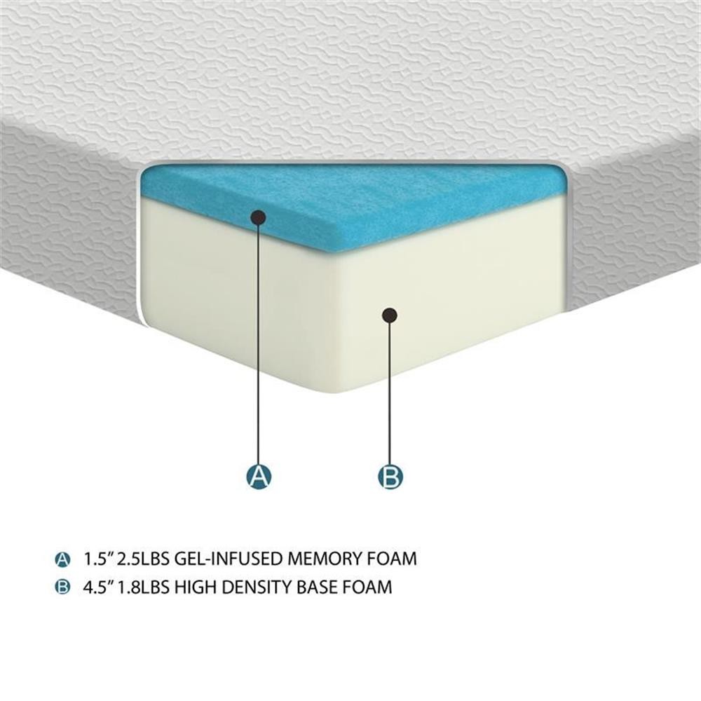 Pemberley Row Fabric White Twin Mattress Rectangular Breathable 6″ Unassembled