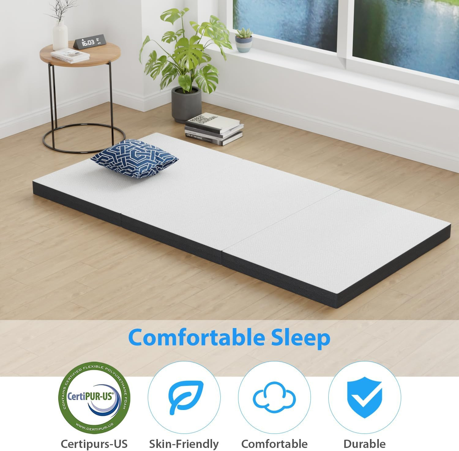 Colchon De Espuma Viscoelastica Plegable Individual Para Dormir En El Suelo Piso