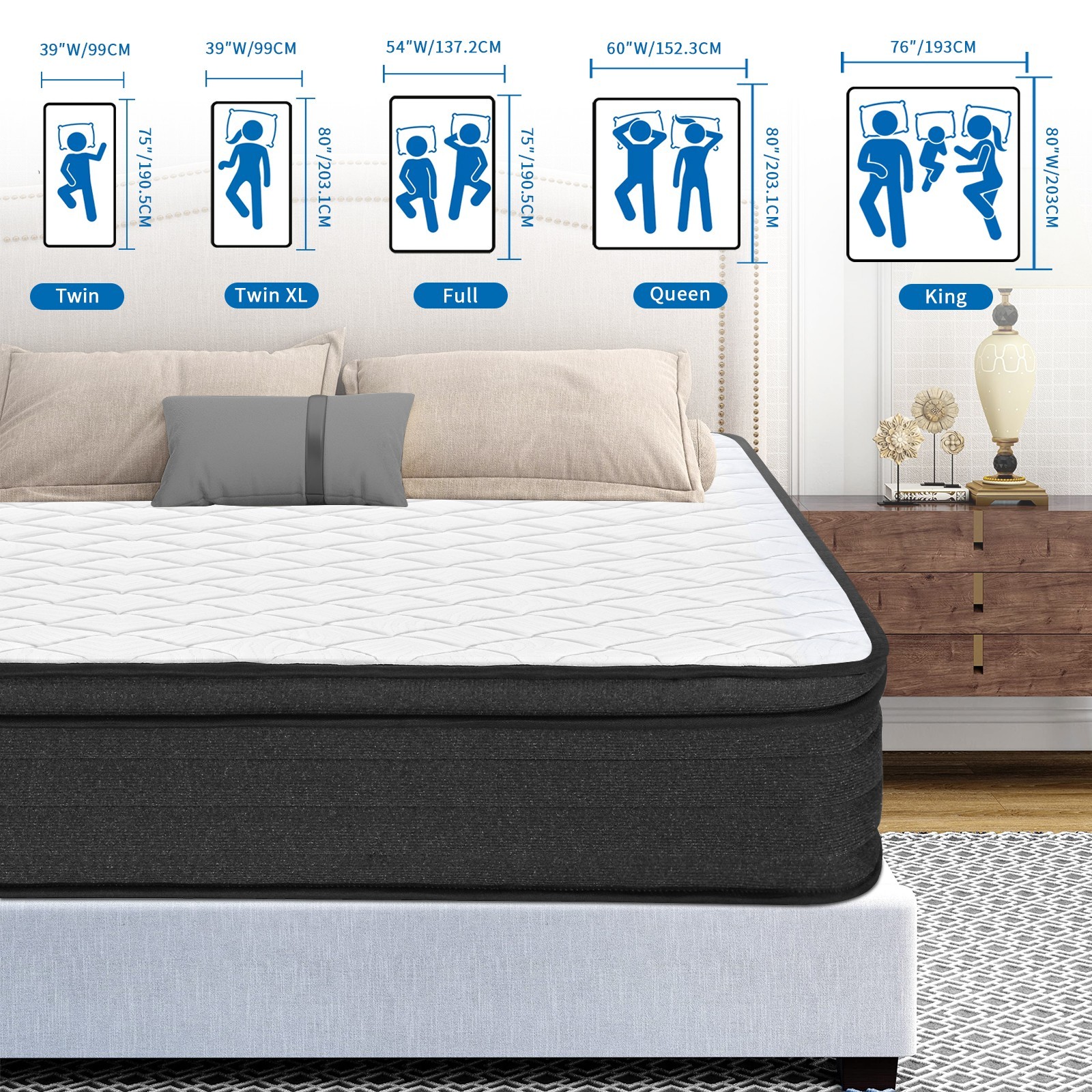 12″ King Size Memory Foam Hybrid Mattress with Motion Isolation & Edge Support