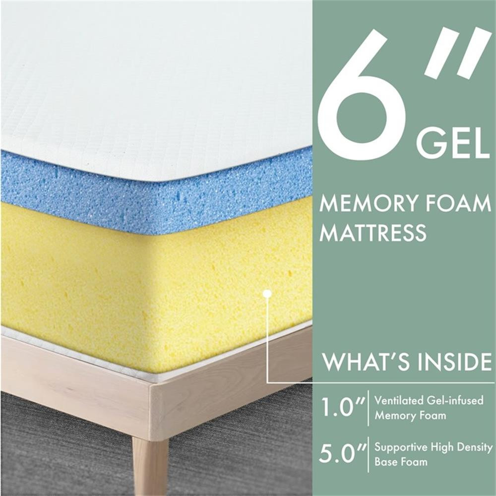 Pemberly Row 6″ Fabric Memory Foam Certified CertiPur Full Mattress in White