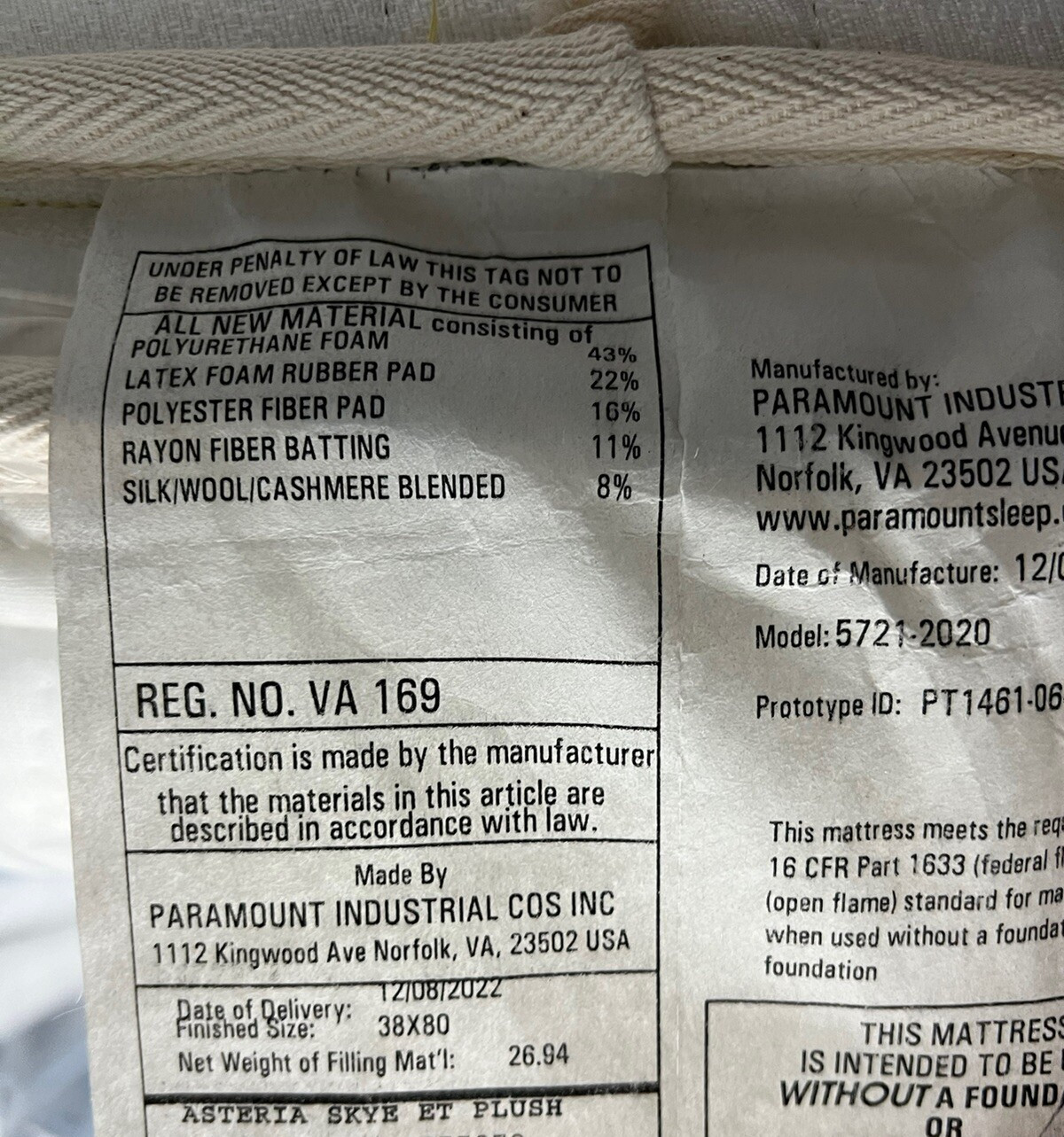 ASTERIA NATURAL SKYE SPLIT KING LATEX EUROTOP PLUSH MATTRESS NEW CLEARANCE