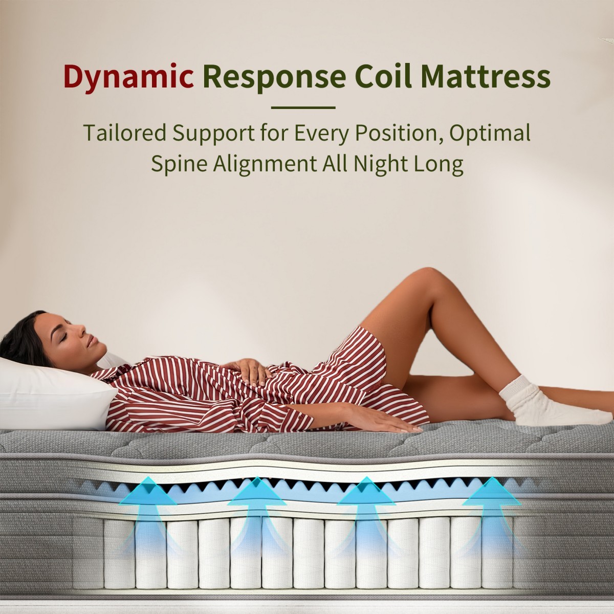 12″14″ Twin Full Queen King Mattress In A Box Hybrid Spring Gel Memory Foam Gray