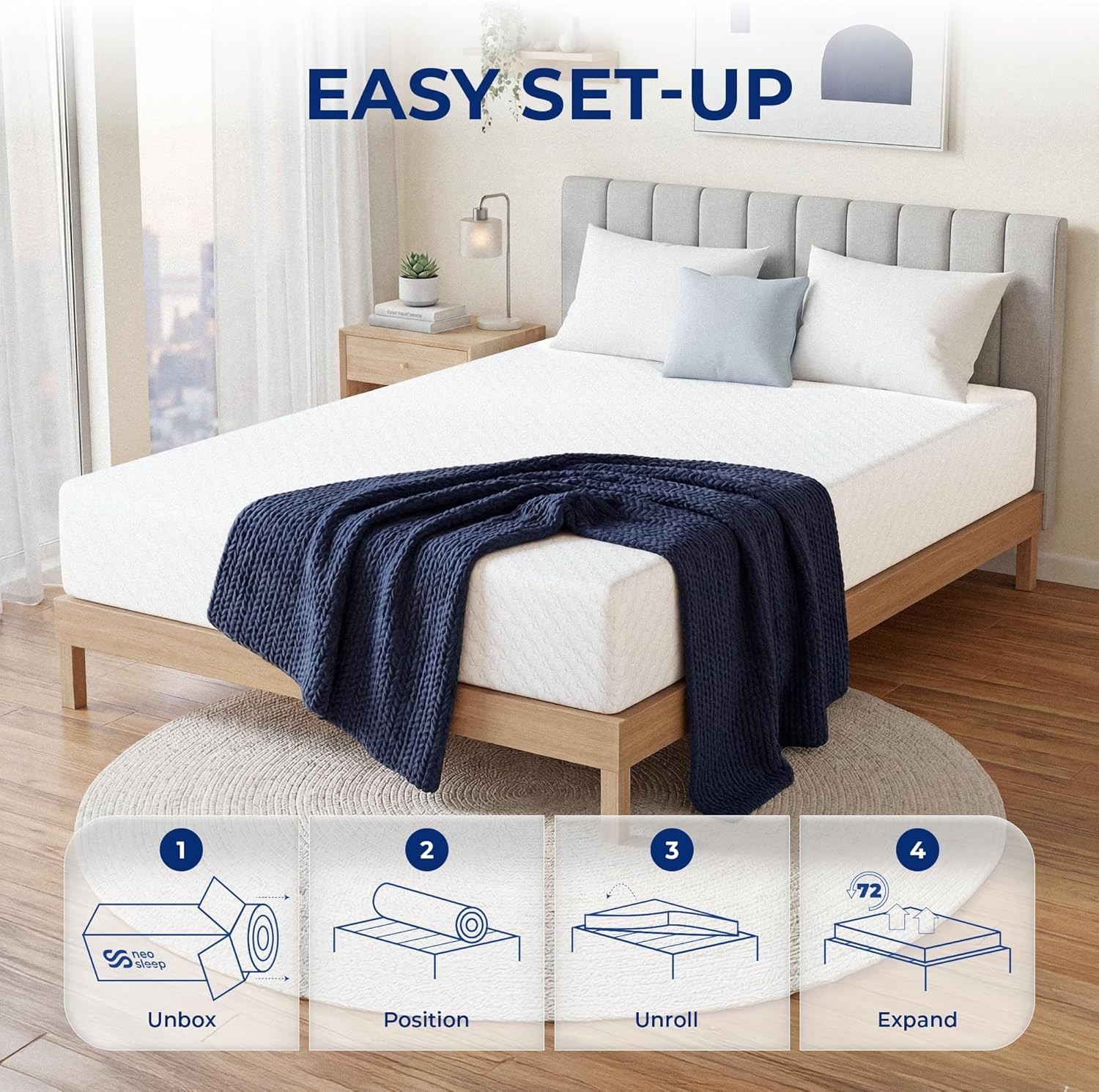 Queen 8-Inch Cooling Gel Memory Foam Mattress – Breathable Comfort & Support