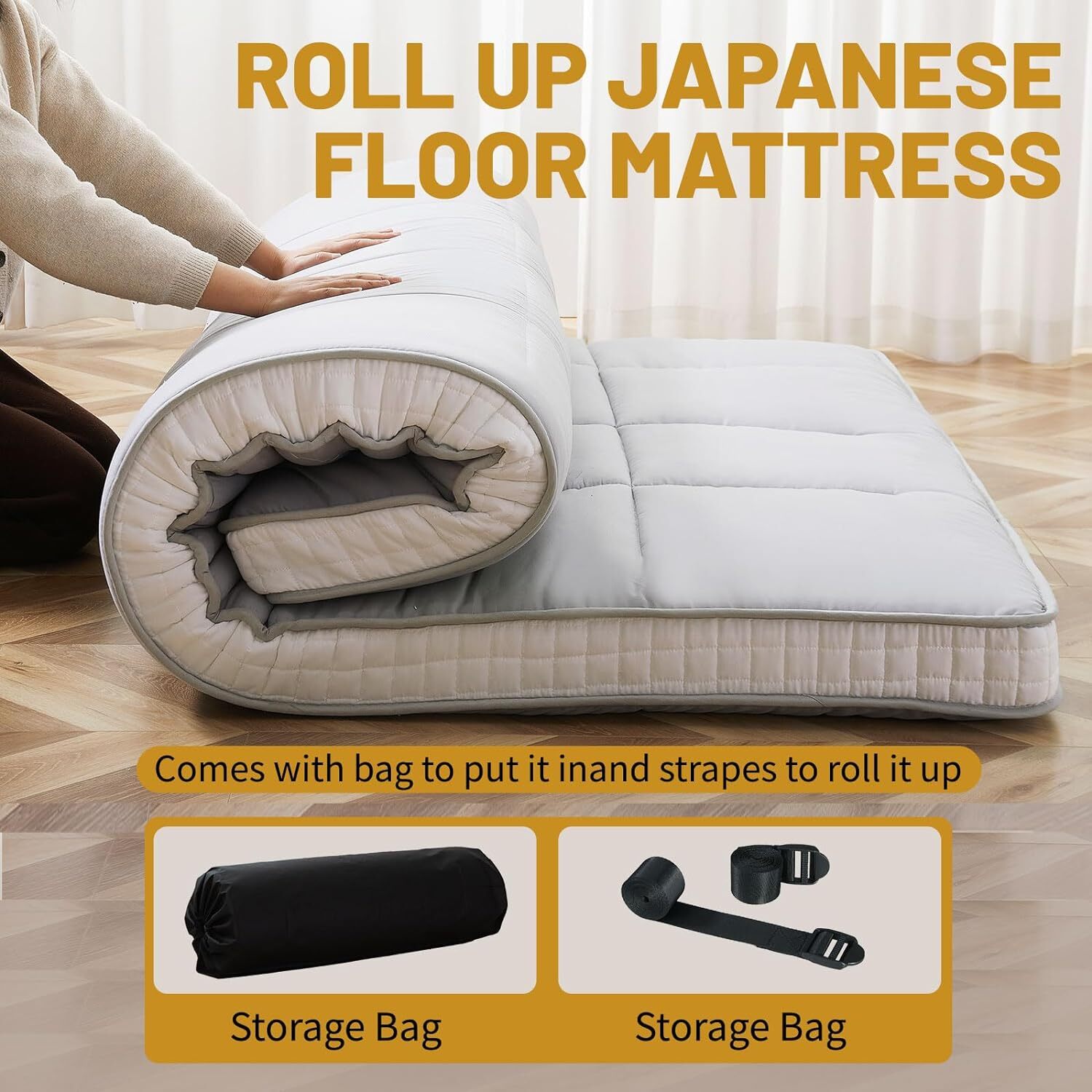 NAIZEA 5 in Extra Thick Futon Floor Mattress, Japanese Folding Roll Up Mattress