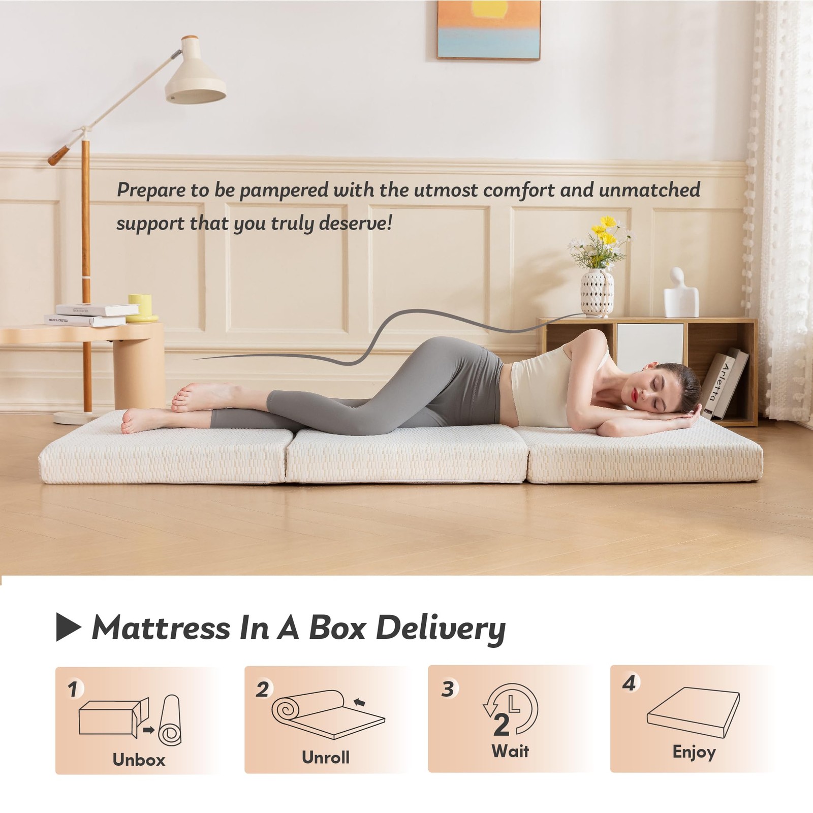 MLILY 3″ Single Tri-Fold Memory Foam Mattress, Portable Guest/Camping Mat