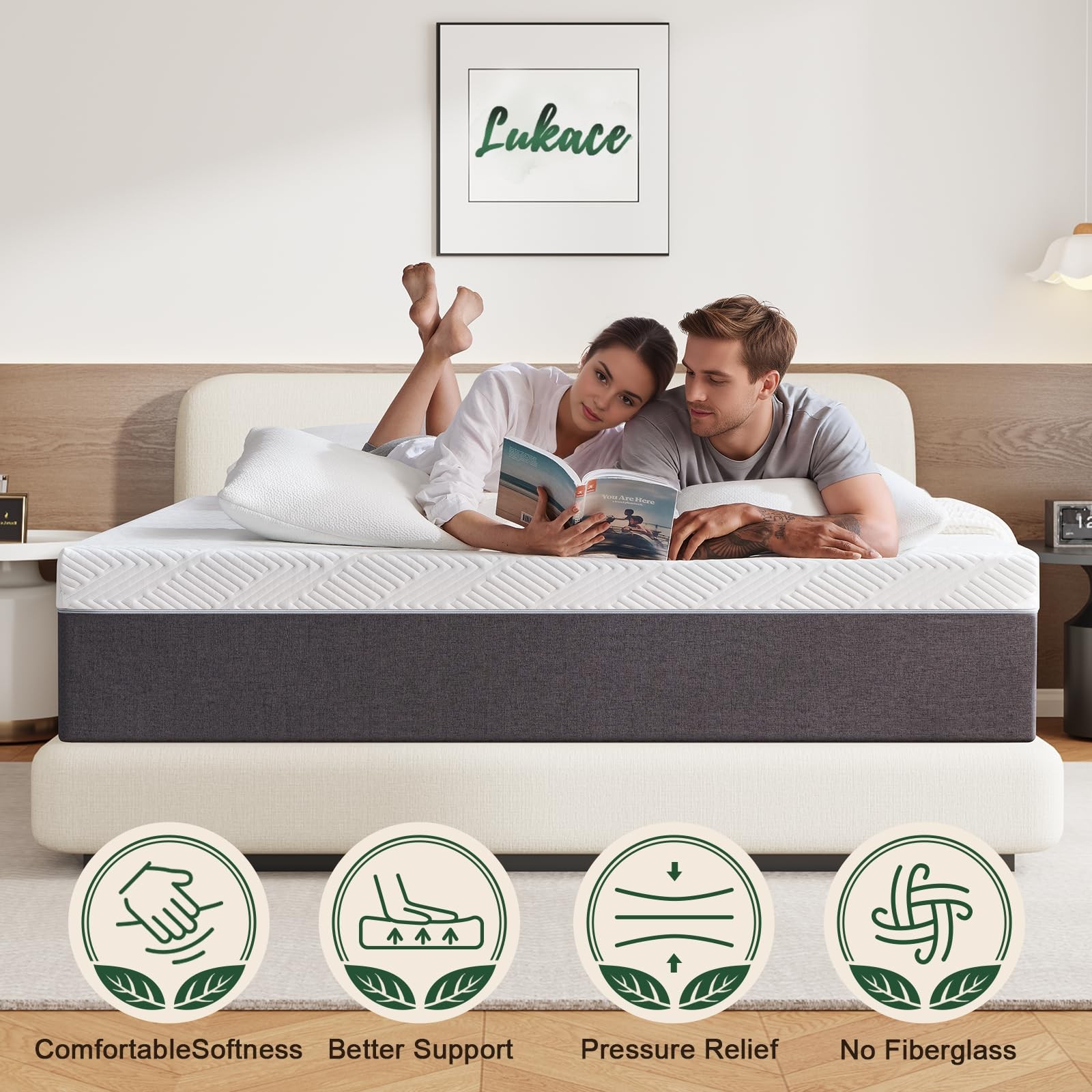 8 Inch Twin Mattress No Fiberglass Gel Memory Foam Mattress for Back Pain, Re…