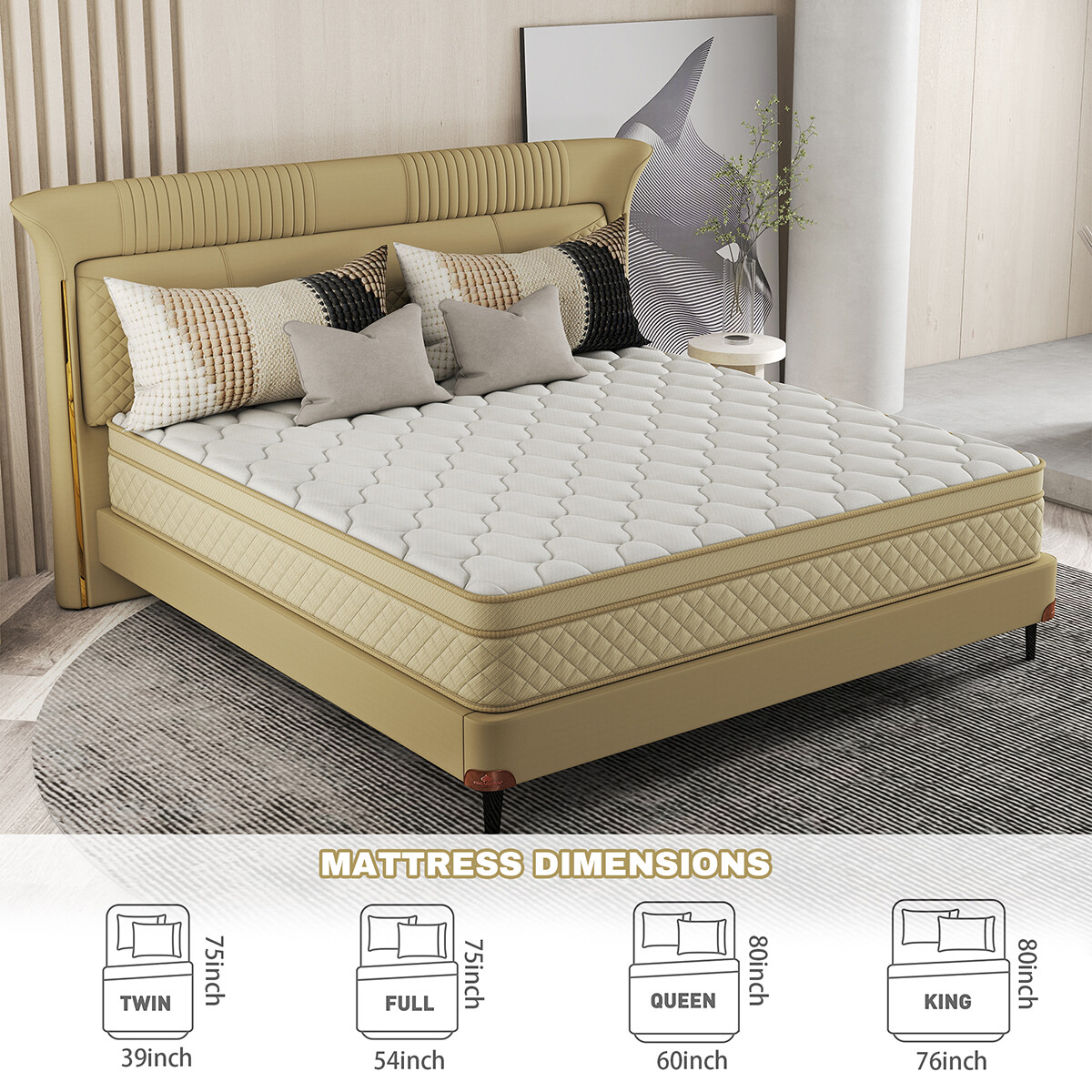 12″ 14″ Mattress Twin Full Queen King Gel Memory Foam Pocket Spring Bed In A Box