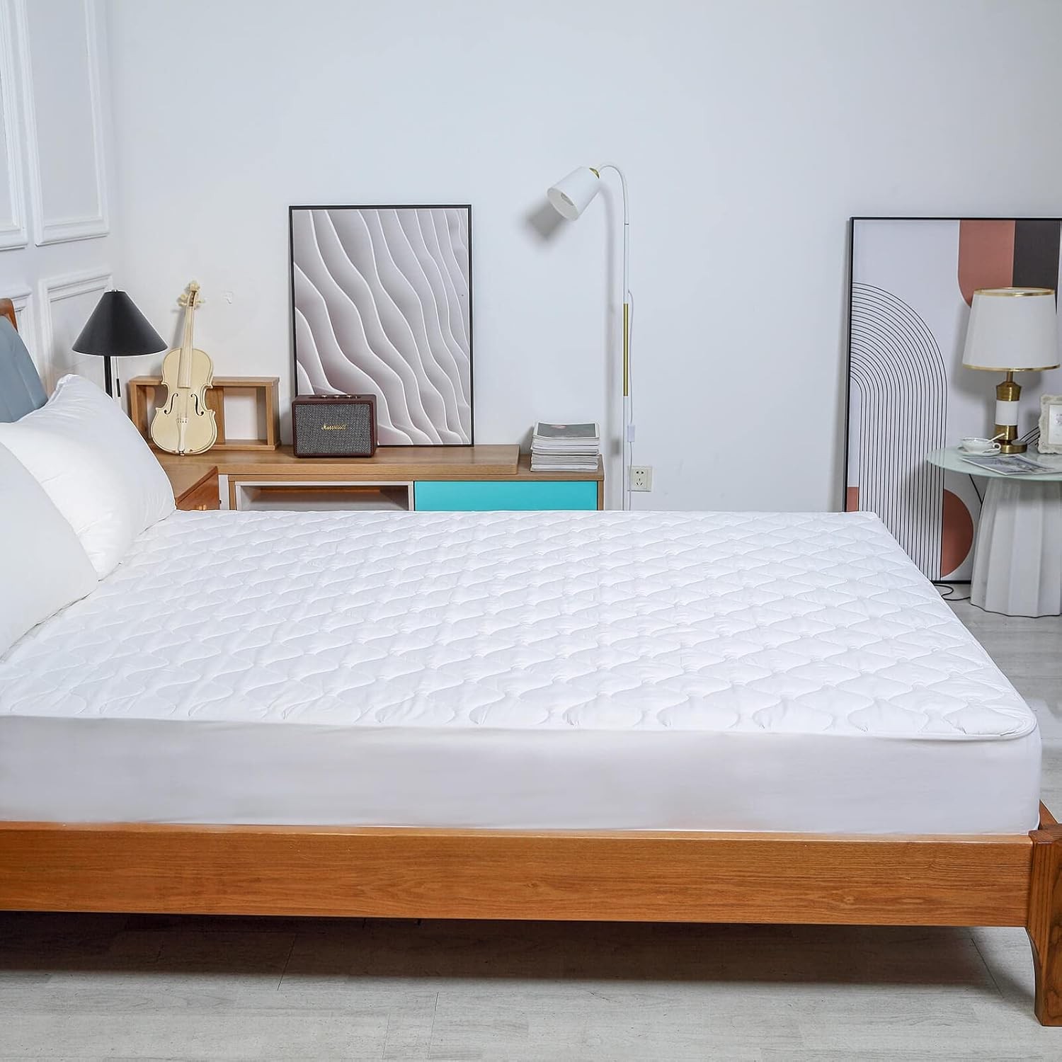 Quilted Waterproof Full Size Mattress Protector Pad for Air Full, White