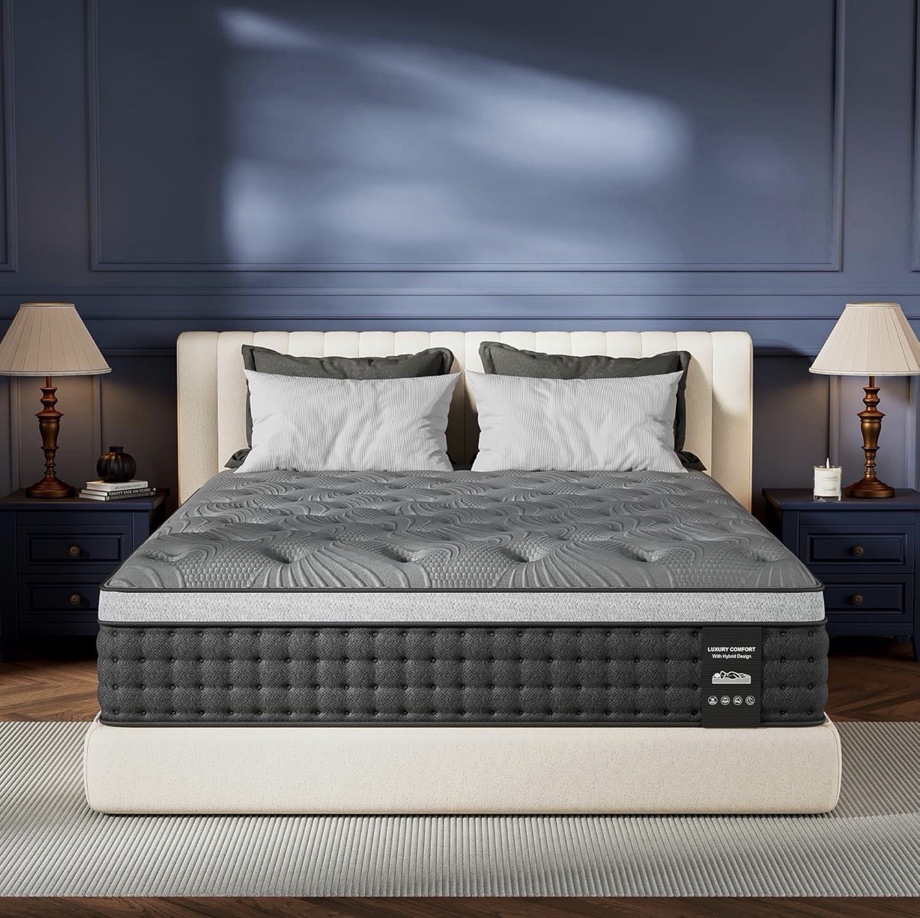 Firm Twin Mattress 10 inch- Cooling Hybrid Mattress in a Box with 5-Zone Support