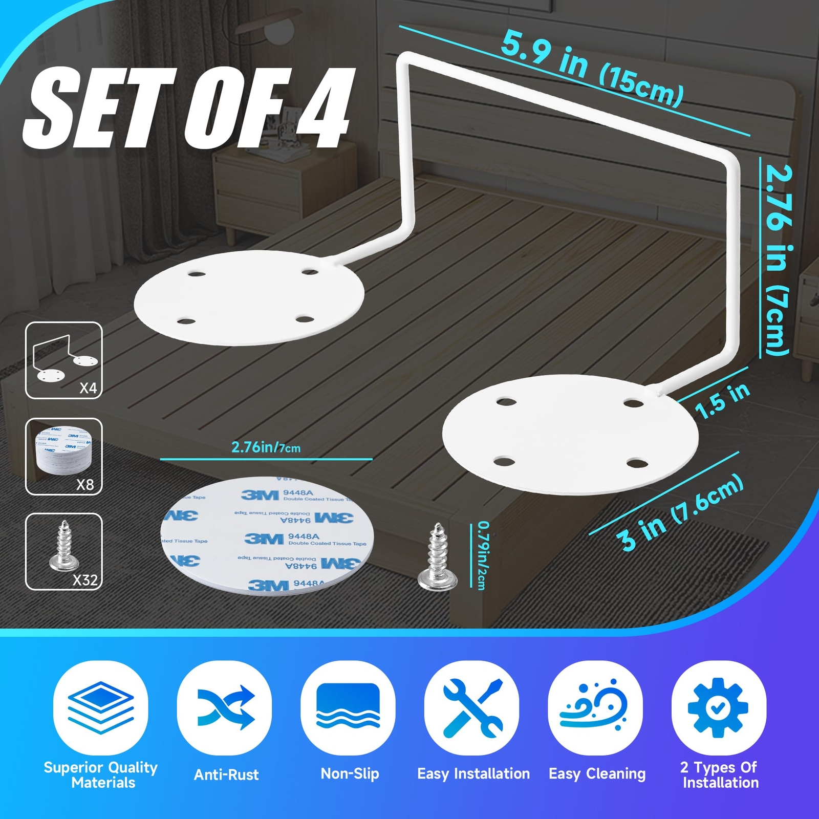 Mattress Retainer Bar For Adjustable Bed Keep Mattress Stopper From Sliding W…