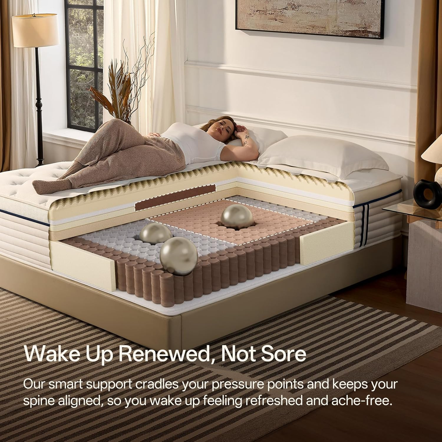 Luxury 12″ Queen Hybrid Mattress, Memory Foam & Pocket Springs, 365-Night Trial