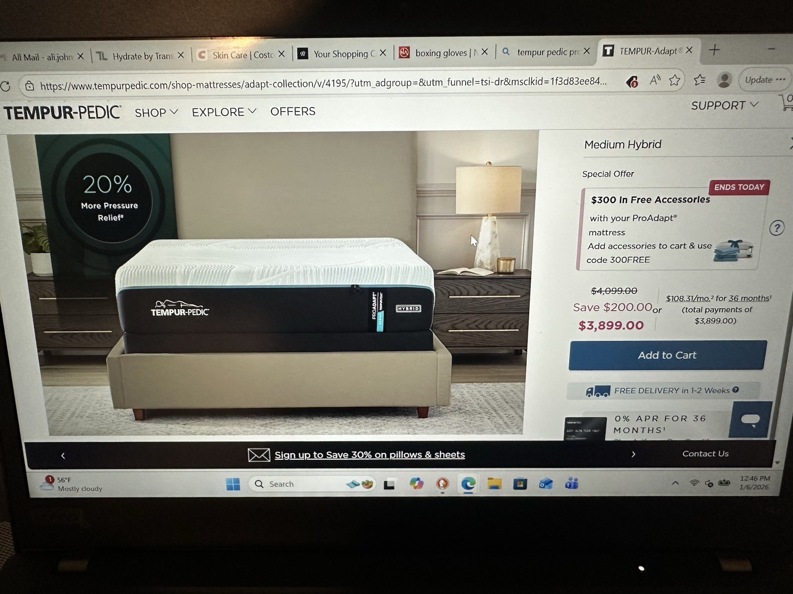 Tempur Pedic Pro Adapt Contour Technology Medium King