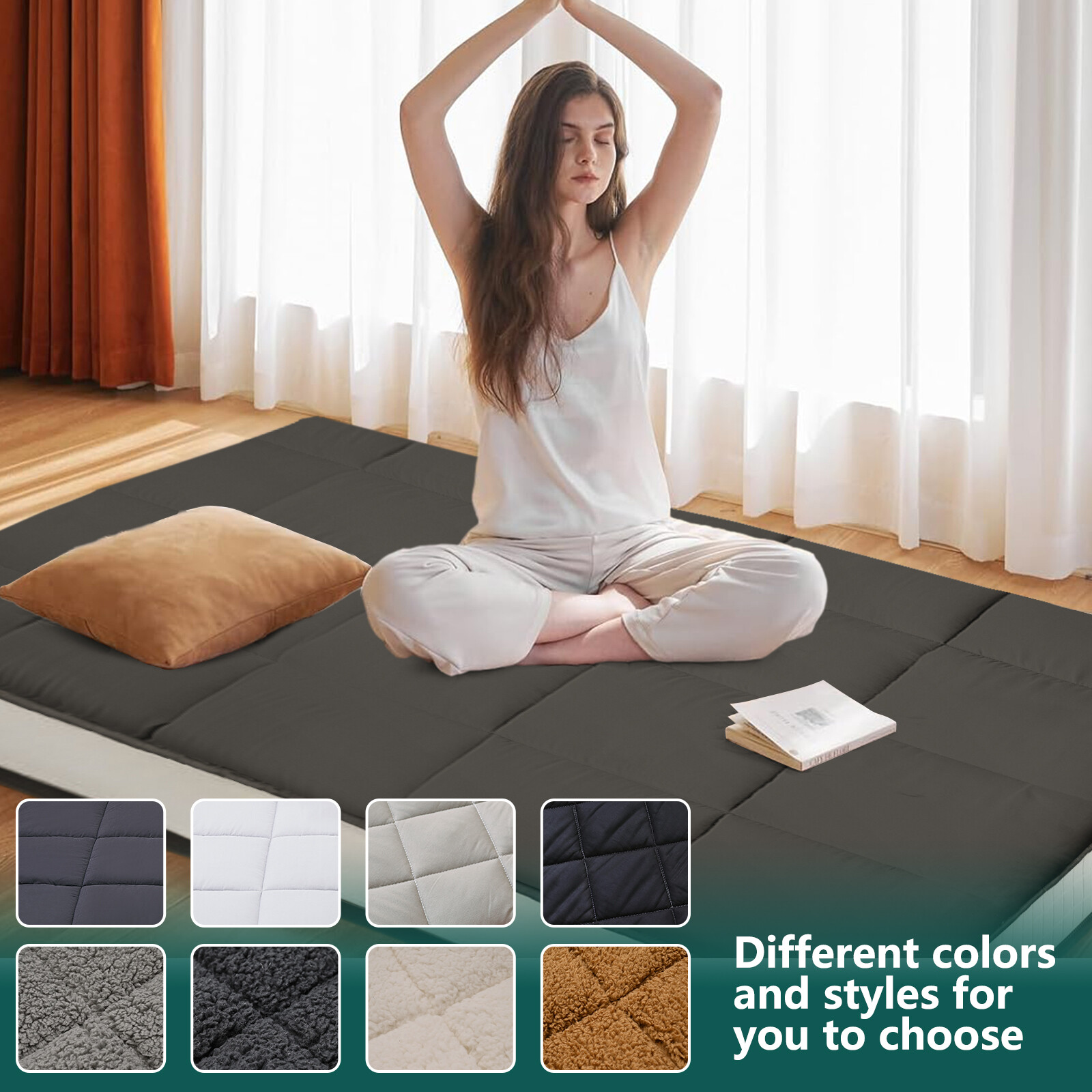 Updated Floor Mattress Japanese Futon Mattress Extra Thick Folding Sleeping Pad