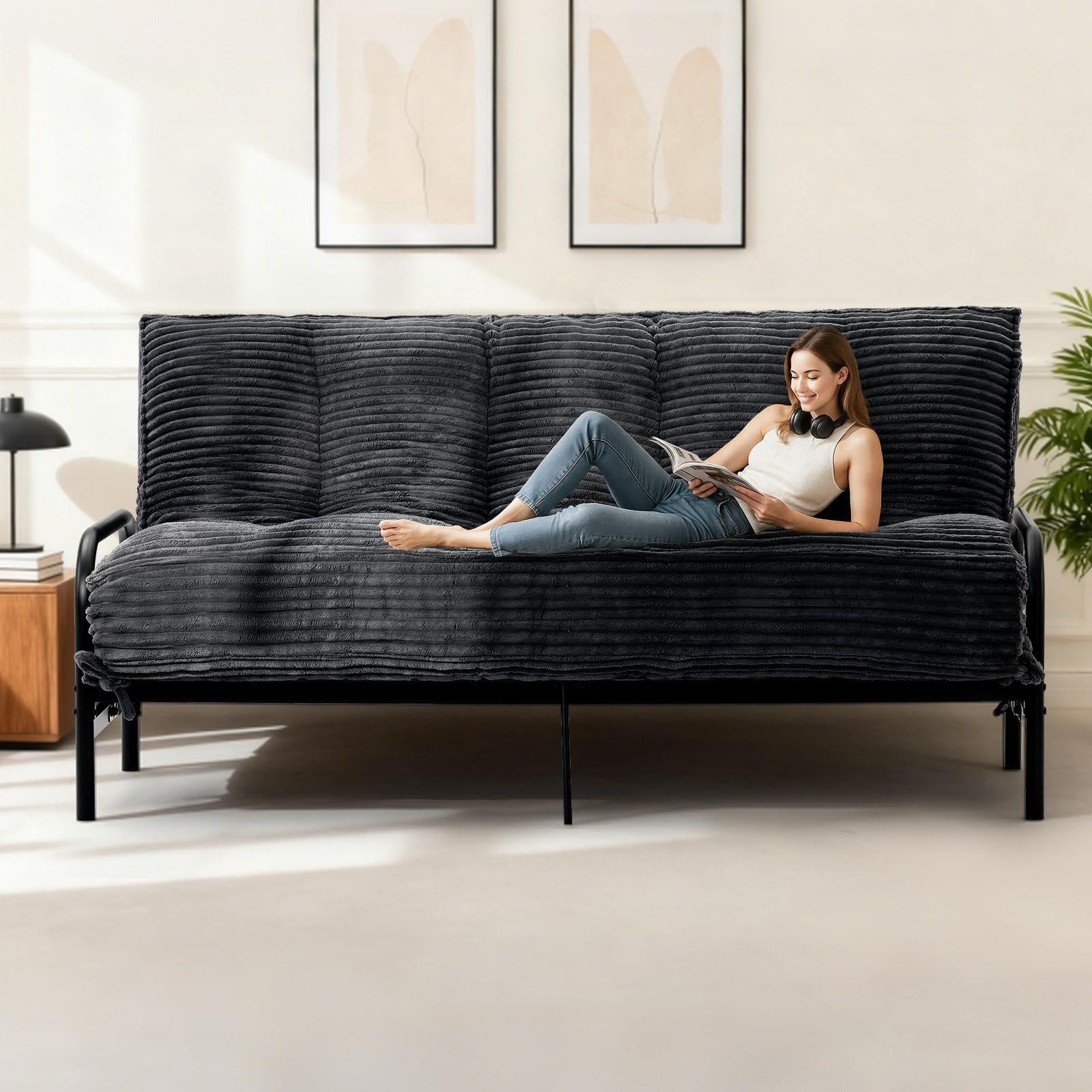 10 Inch Thick Futon Mattress, Shredded High Density Foam Floor Mattress, Port…
