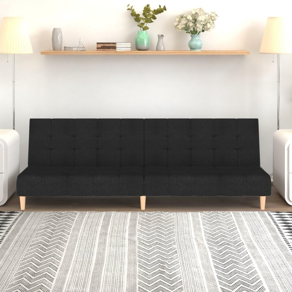 2-Seater Sofa Bed Convertible Sleeper Sofa for Small Spaces, Bla Fabric