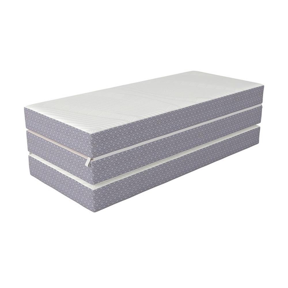 Maklaine Contemporary Queen 6″ Memory Foam Folding Mattress in Gray