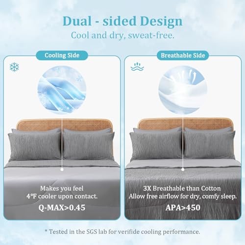 Dark Grey Cooling Comforter for Hot Sleepers – 90″x90″ – Full/Queen Full/Queen