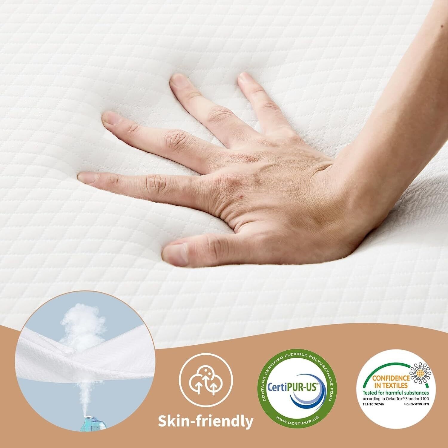 3 inch Memory Foam Mattress Topper Tri-Fold Folding Mattress with Washable Cover