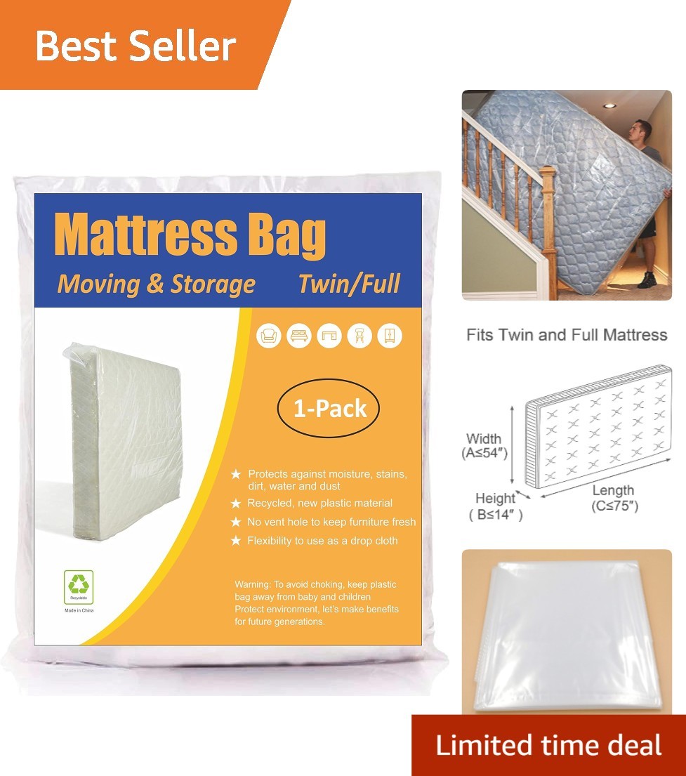Clear Twin/Full Mattress Protection Bag – Lightweight, 1 Pack for Safe Keeping