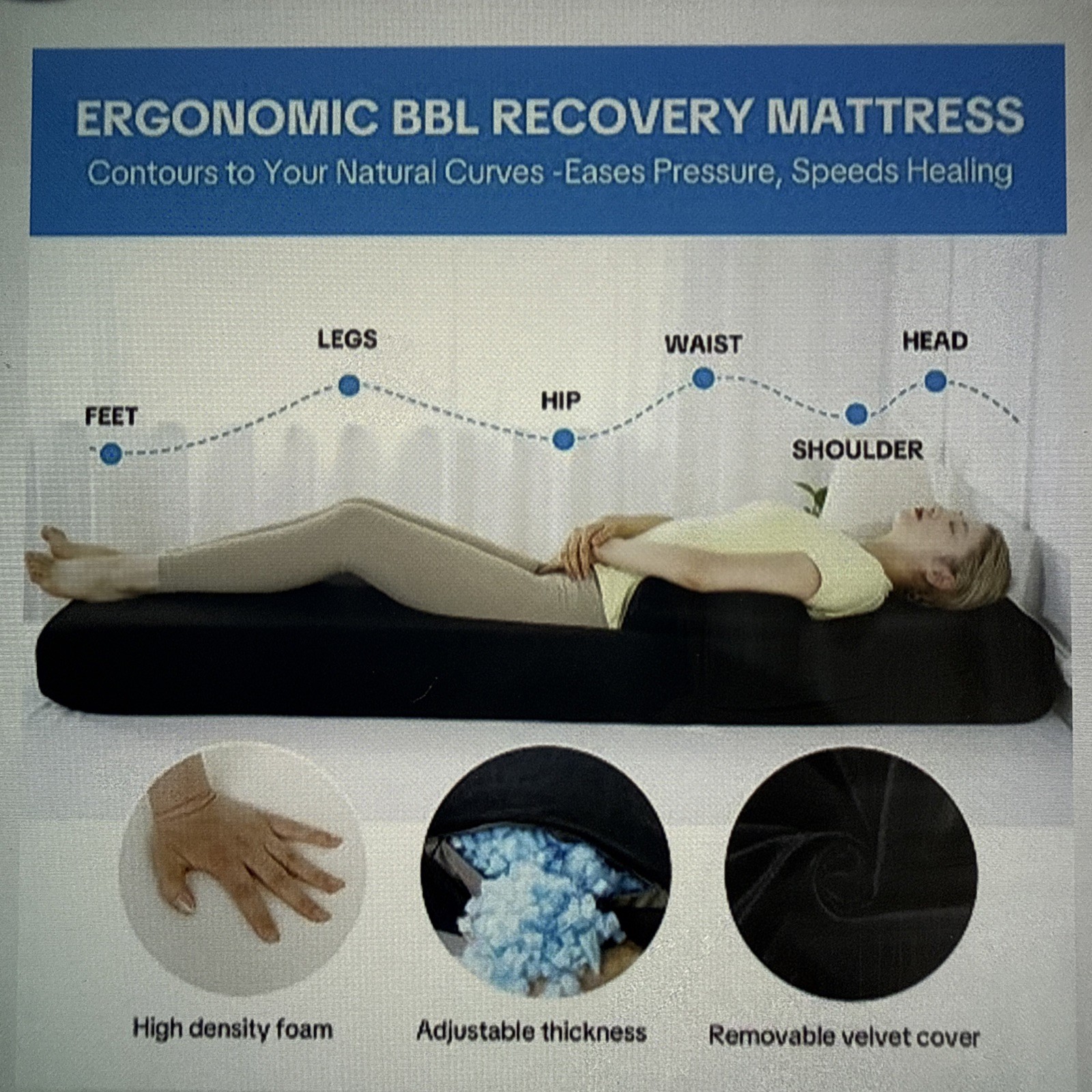 BBL Recovery Mattress with Hole – High Density Foam Pillow for Post-Surgery