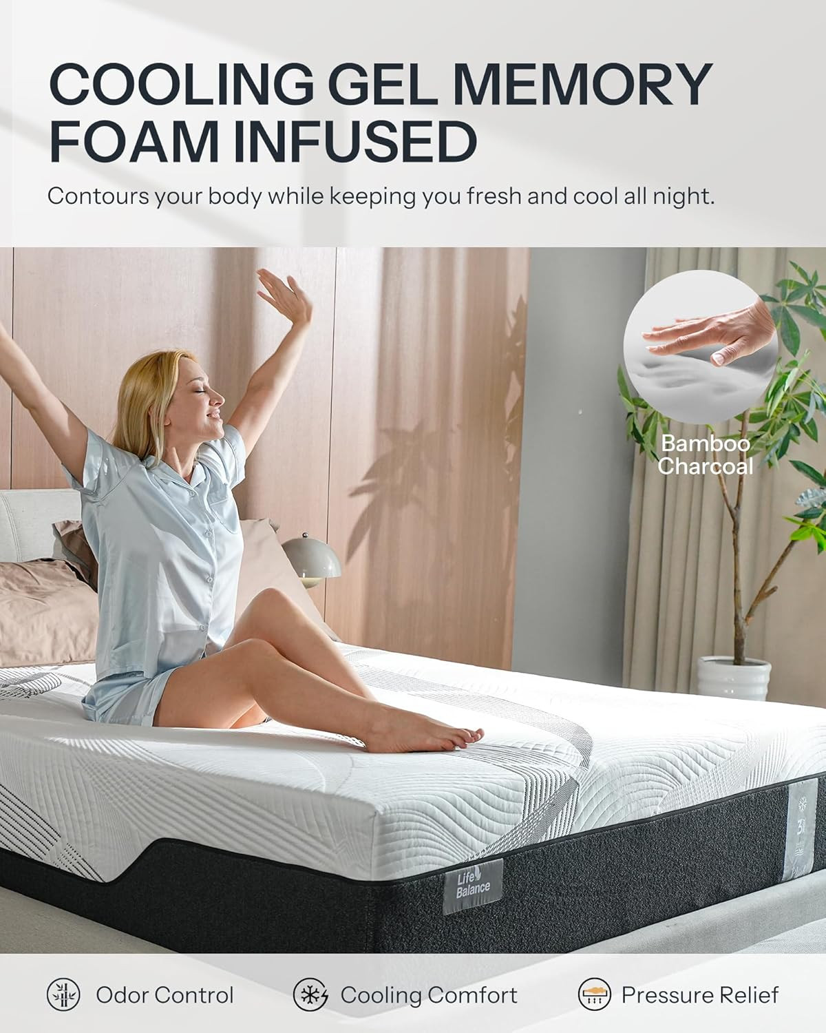 Full Size Mattress 14 Inch, Plush Hybrid Mattress Made in USA, 3-Zone Individual