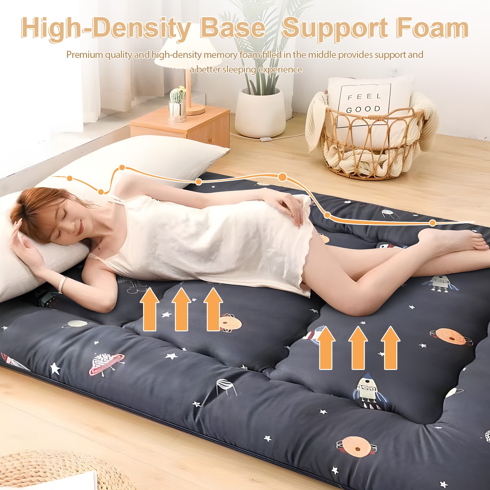 4″ Thick Japanese Floor Futon Mattress Roll Up Tatami Mat Dormitory Sleeping Pad