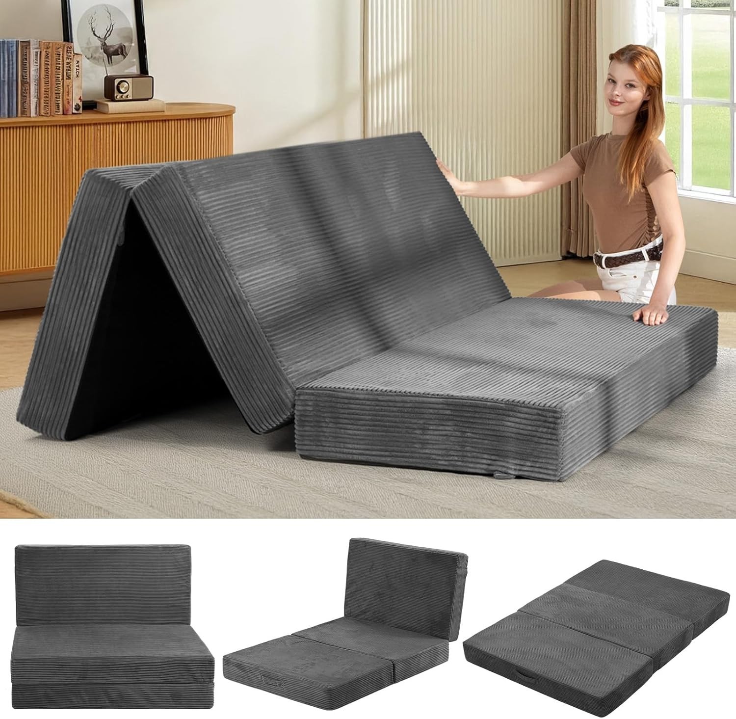Versatile 6-Inch Plush Folding Mattress – Perfect for Guests, Camping & Dorm