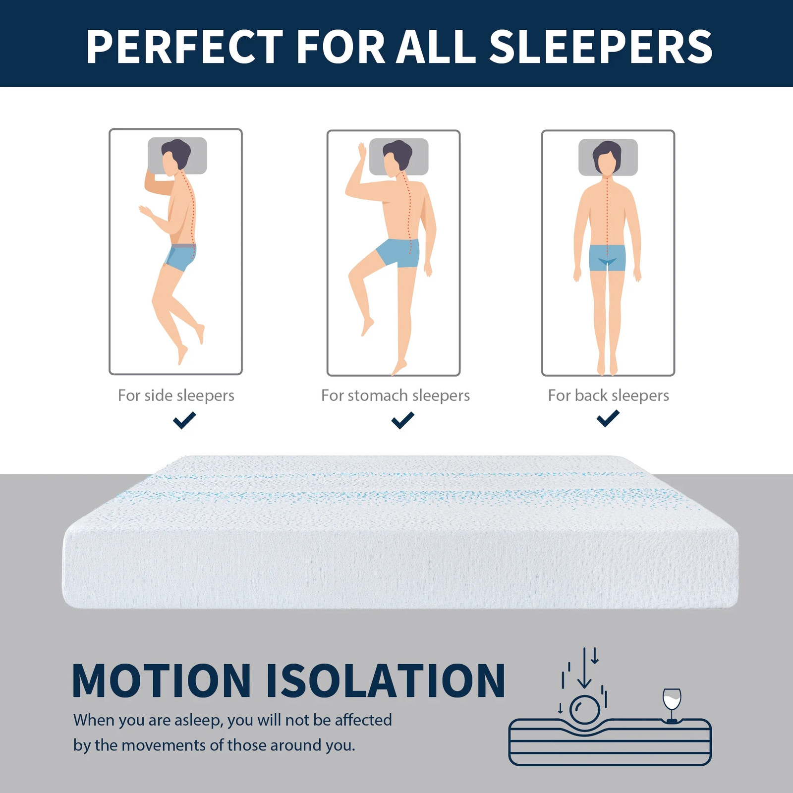 Memory Foam Mattresses Medium Firm Jacquard Cover Twin/Full/Queen