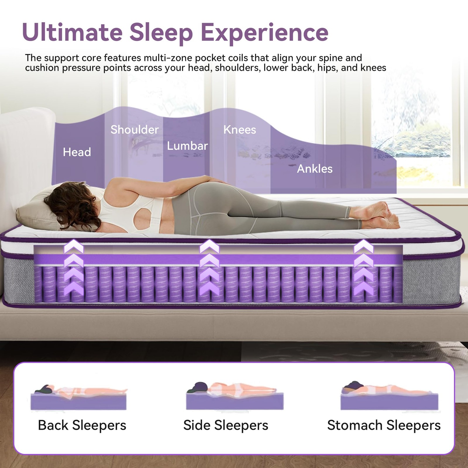 Queen Mattress, 12 Inch Hybrid Mattress with Gel Memory Foam and Pocket Sprin…
