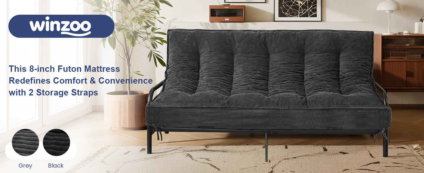 8 Inch Futon Mattr Full Size, Futon Floor Sofa Bed Foldable with Soft
