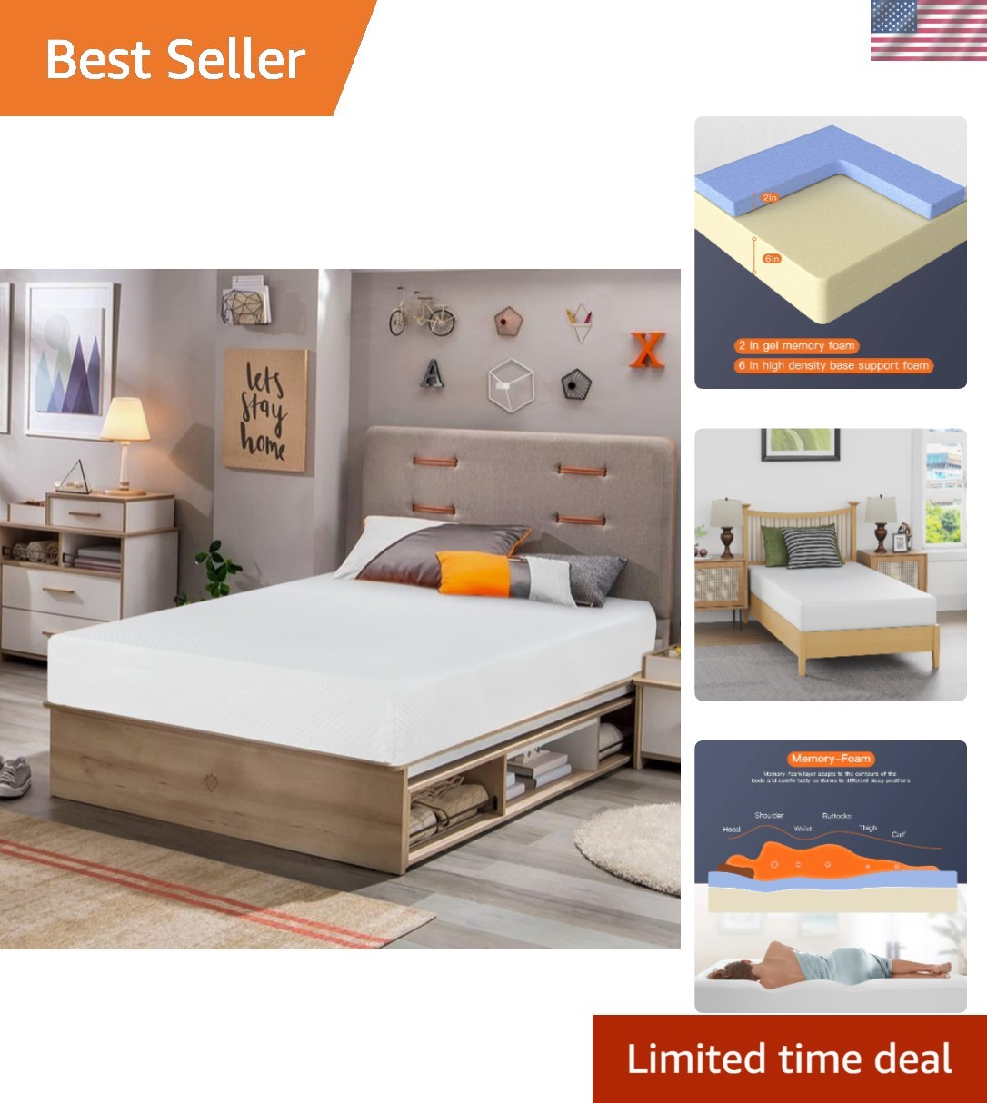 Pressure Relief Twin Mattress in 8 Inches of Gel Memory Foam for Adult Comfort