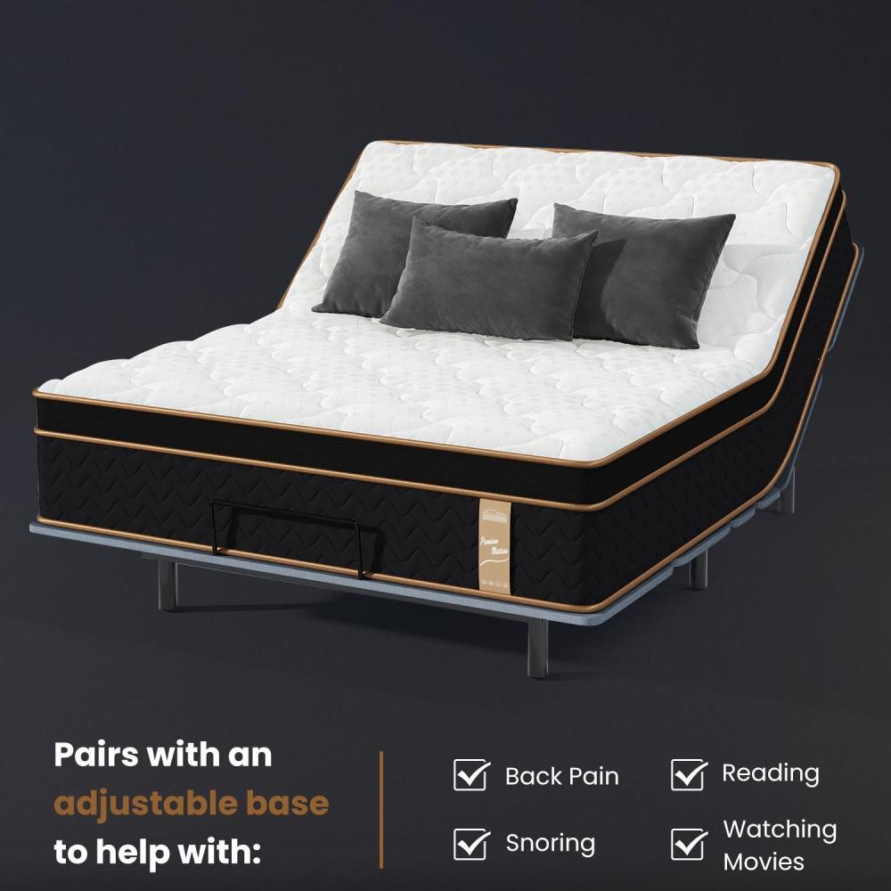 10″ Queen Plush Hybrid Mattresses Independently Encased Coils & Gel Memory Foam