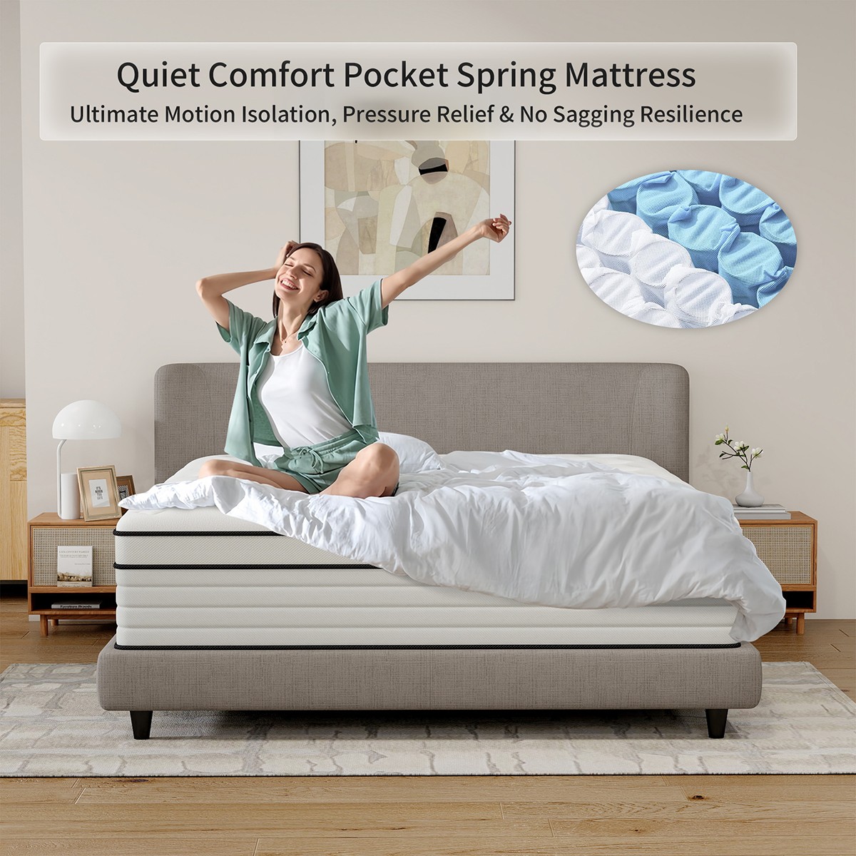 12/14 Inch Gel Memory Foam Hybrid Mattress Pocket Spring Twin Full Queen King