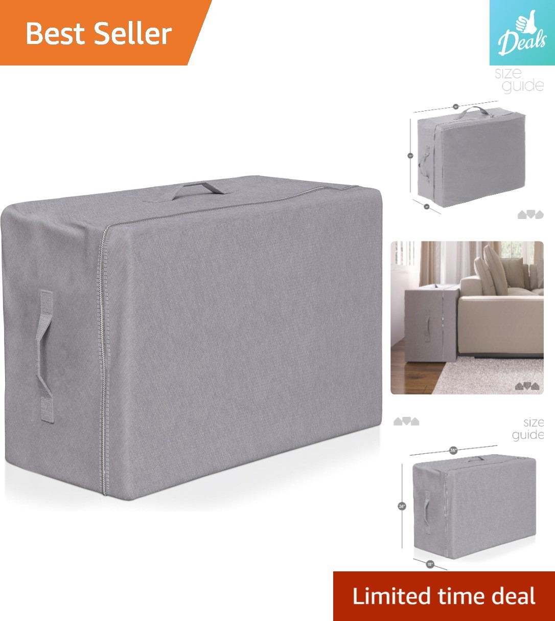 Travel-Friendly Polyester Case for Twin XL Tri-Folding Mattress – Easy Handles