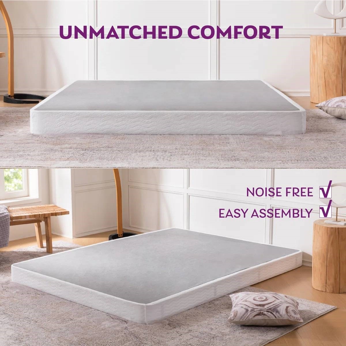 King 5in Low Profile Metal Box Spring Mattress Foundation with Cover
