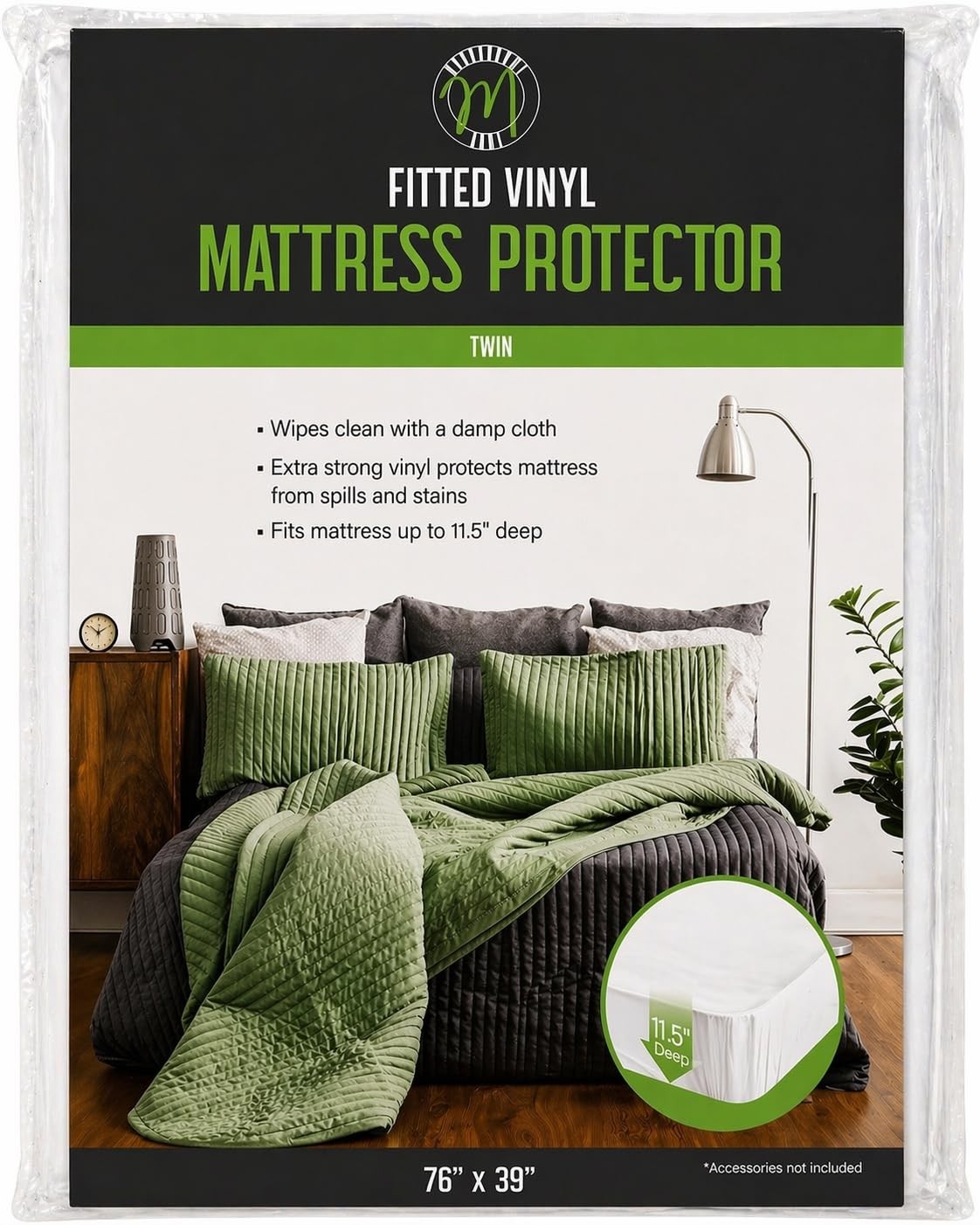 Home Expressions 4Gauge Vinyl Plastic Twin 76″ x 39″ x 11.5″ Deep, White