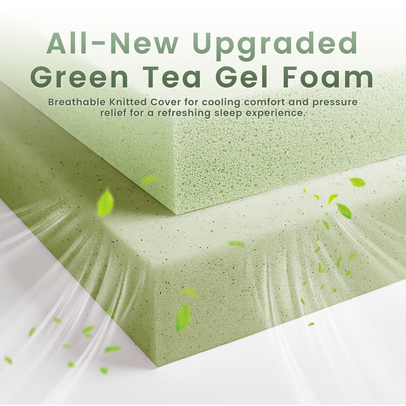 5″ 6″ Breathable Green Tea Comfortable Gel Memory Foam Mattress Pressure Relief