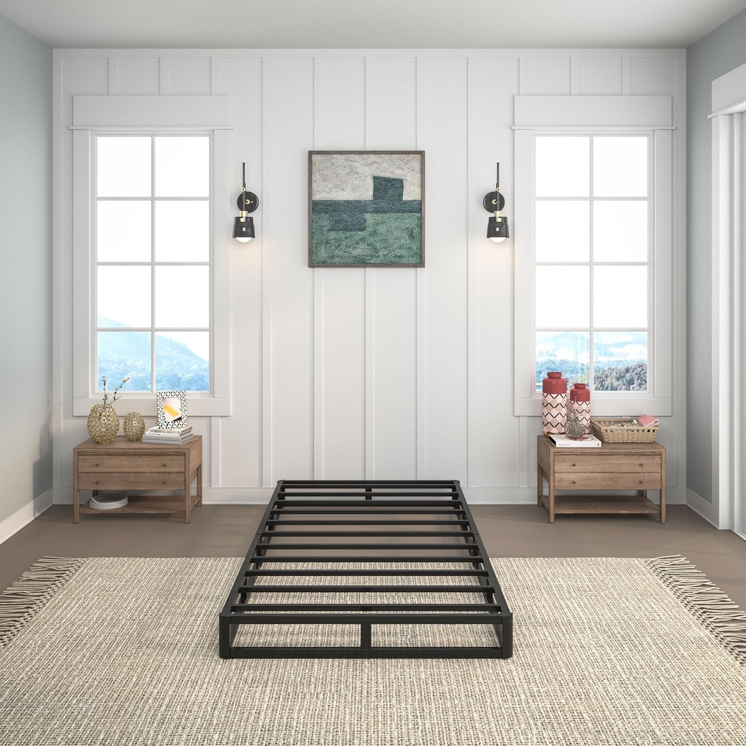 Twin Box Spring, Heavy Duty Metal Foundation 3000 lbs, Noise-Free