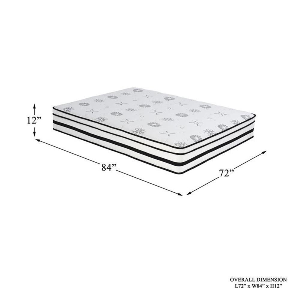 Pemberly Row 12″ Fabric California King Hybrid Mattress in White