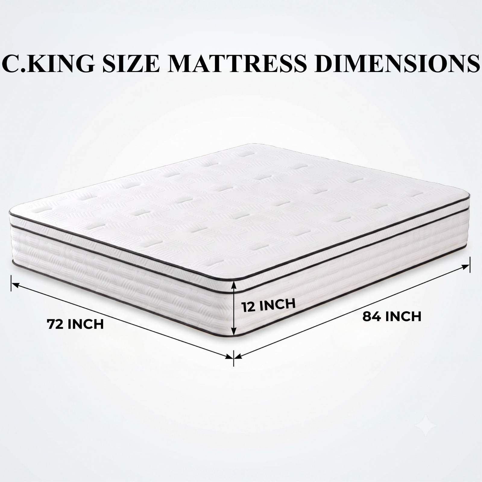 12″ Euro Top Pocket Coil Hybrid Memory Foam Mattress Medium Firm Bed in a Box