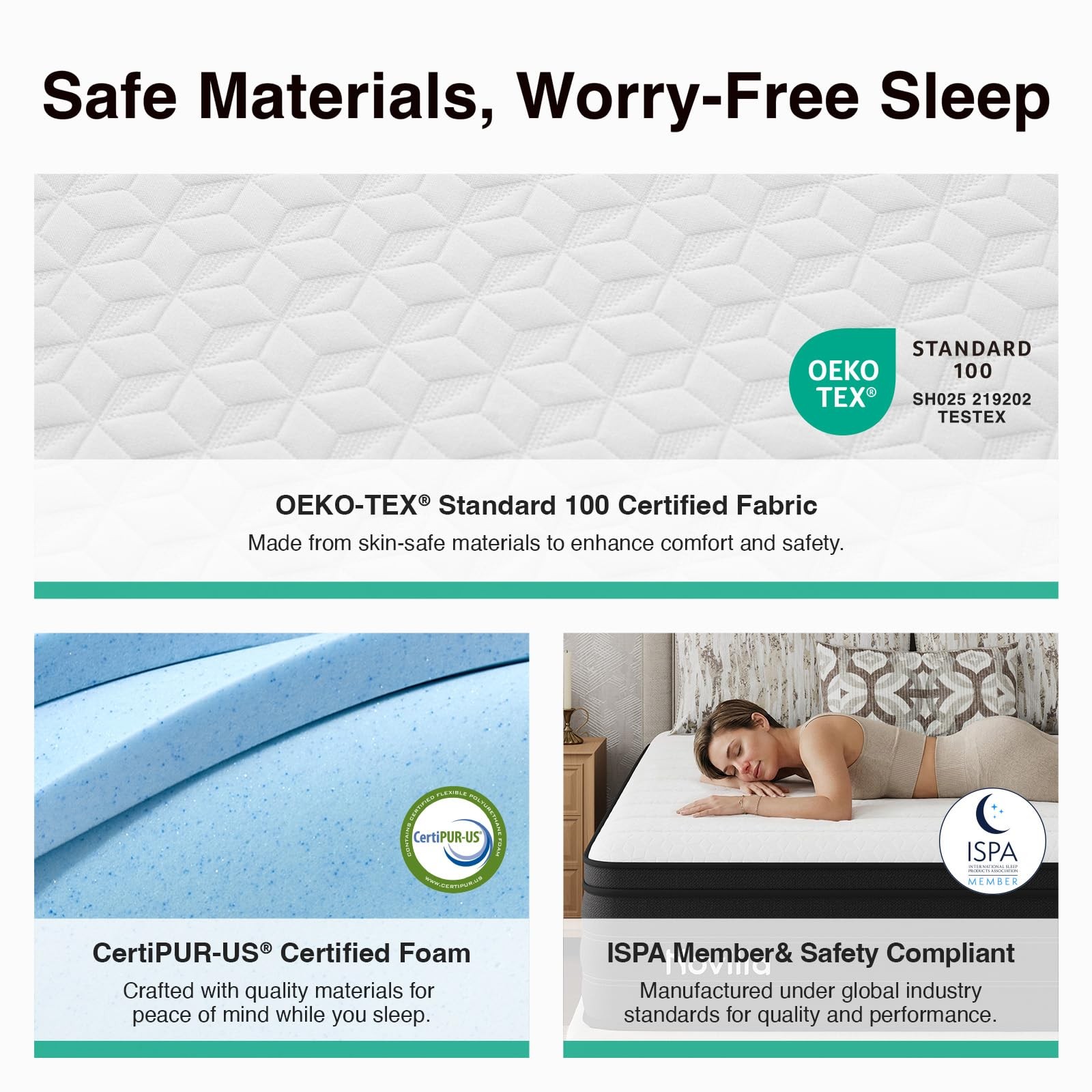 Novilla 12 Inch Queen Mattress, Cooling Queen Hybrid Mattress with Upgraded I…