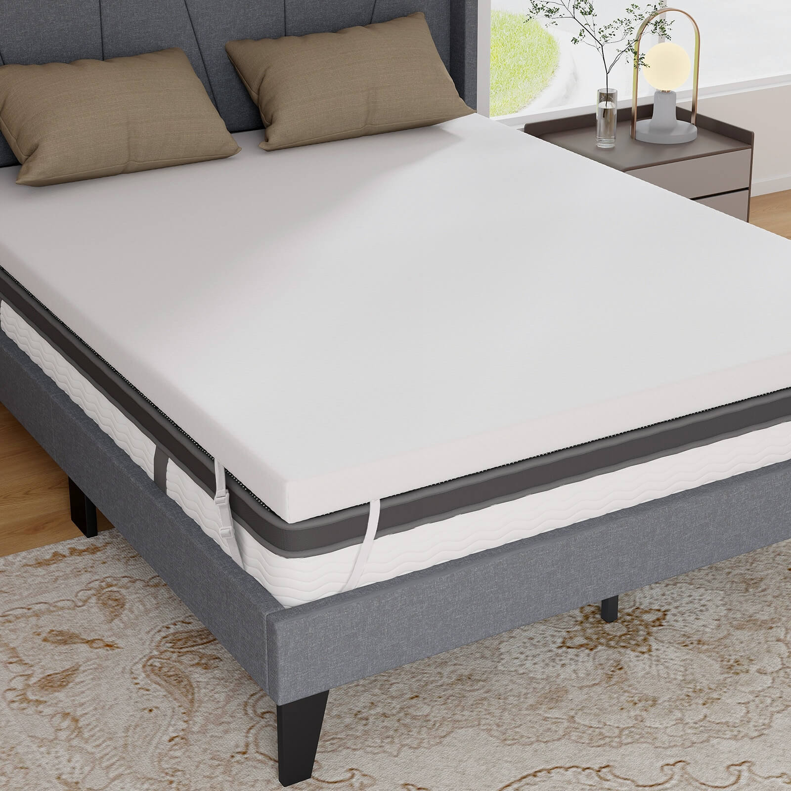 3″ Gel-Infused Memory Foam Mattress Topper w/ Removable & Washable Cover King