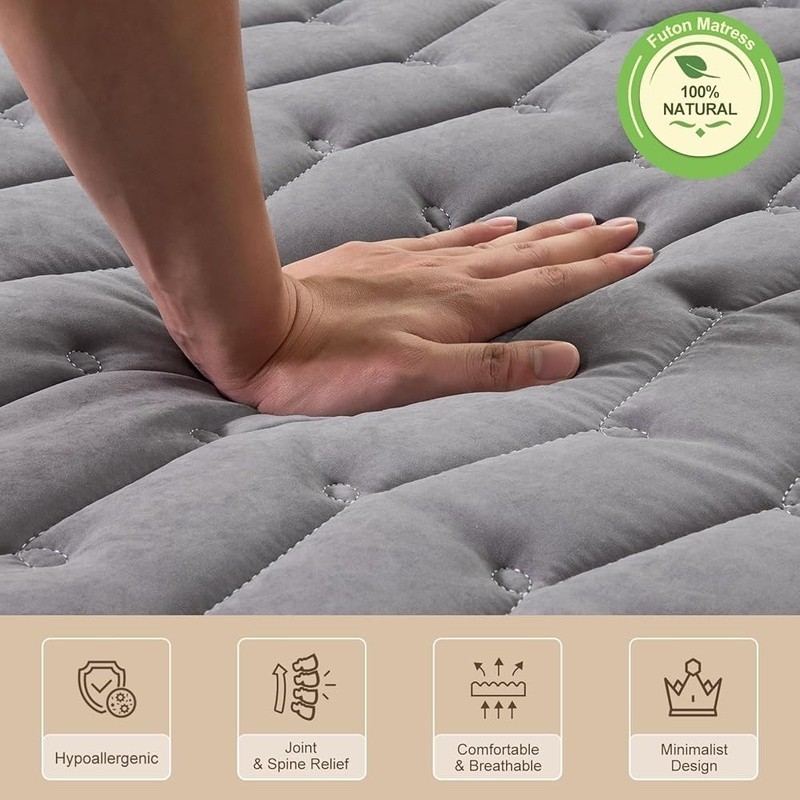 Tatami Floor Mattress High Density Foam Double-Sided Futon Rollable Lightweight
