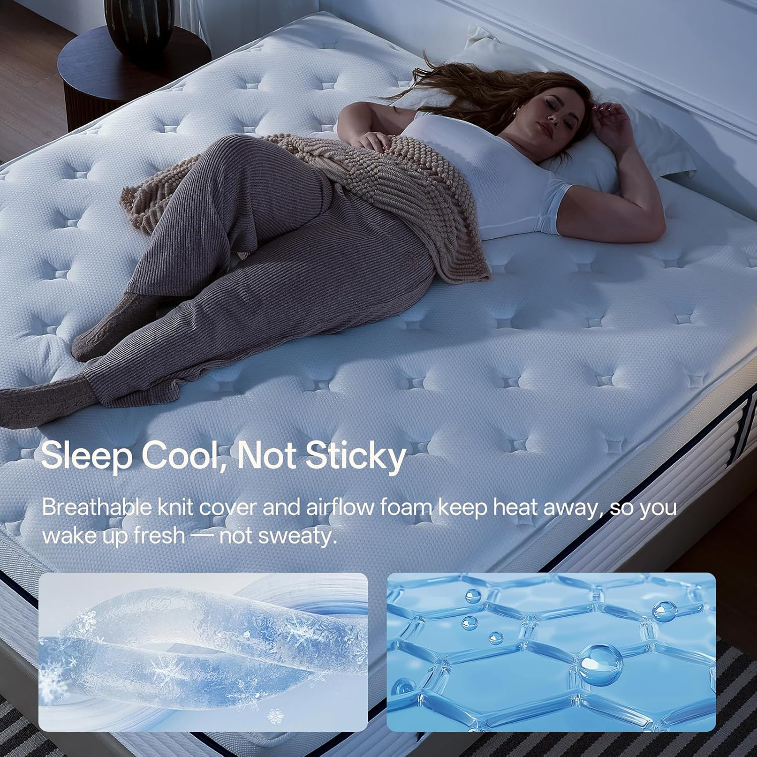 Luxury 12″ Queen Hybrid Mattress, Memory Foam & Pocket Springs, 365-Night Trial