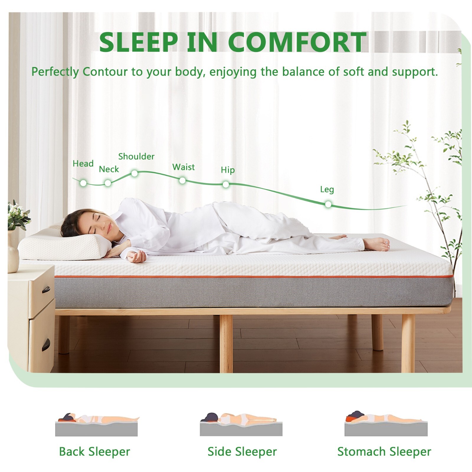 VECELO 8 Inch Mattress Charcoal Infused Memory Foam Medium Firm Pressure Relieve